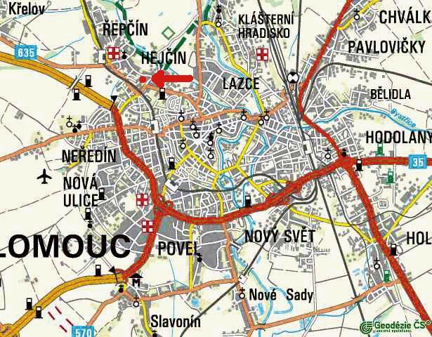 Glob�ln� mapa Olomouce